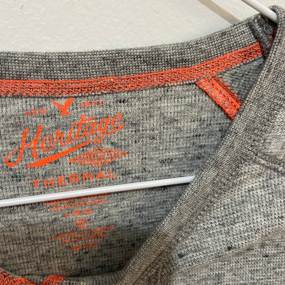 American Eagle Outfitters Thermal Gray Shirt Sz L - Picture 3 of 8